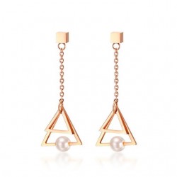 Triangle Pearl Drop Earrings