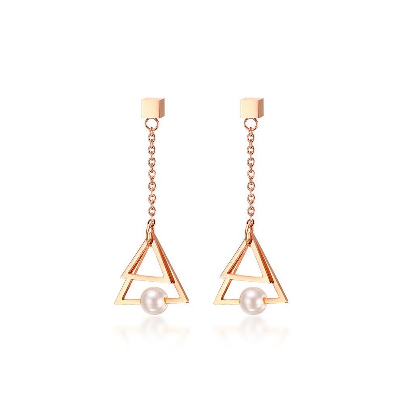 Triangle Pearl Drop Earrings