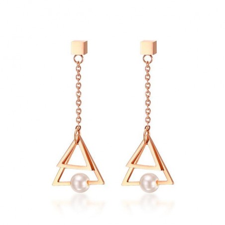 Triangle Pearl Drop Earrings