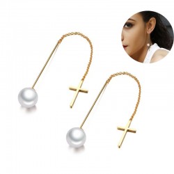 Pearl drop long line eleganta örhängen