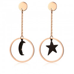 Star & Moon rostfritt stål långa örhängen