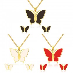 Butterfly Necklace & Earrings Smycken Set