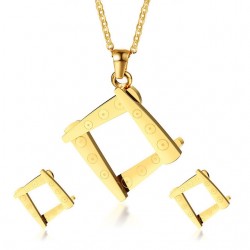 Irregular Square Shape halsband & örhängen Smycken Set