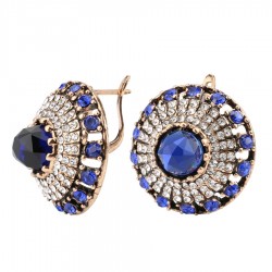 Natural Blue Stone Vintage Crystal EarringsEarrings