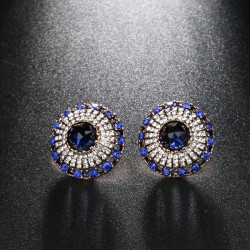 Natural Blue Stone Vintage Crystal Earrings