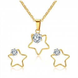 Fem stjärnor halsband & örhängen Smycken Set