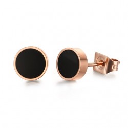 Black & white rose gold stud round earringsEarrings