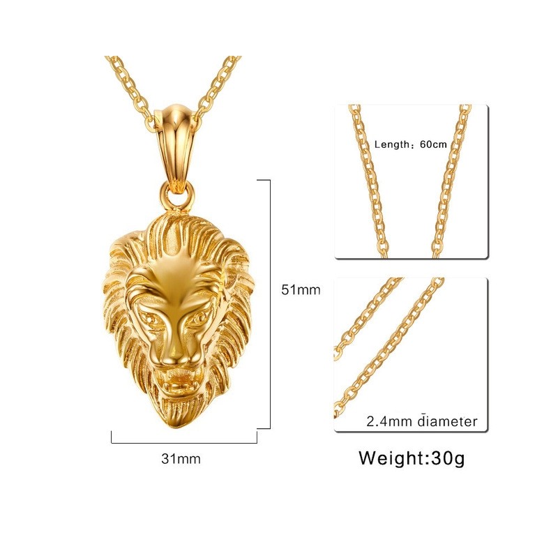 Lion huvud hängande gyllene halsband