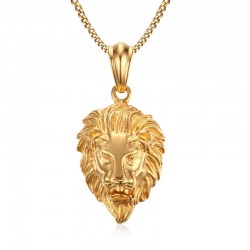 Lion head pendant golden necklaceNecklaces