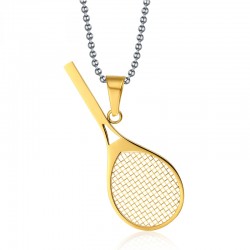 Tennis racket hängande med halsband