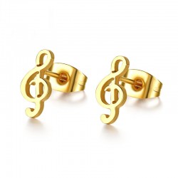 Golden Music Note Stud örhängen