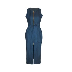 Jeans midi klänning - med zipper