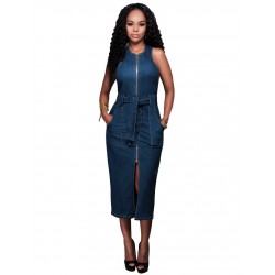 Jeans midi klänning - med zipper