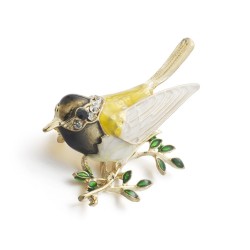 Oriole Bird Rhinestone & Enamel brooch