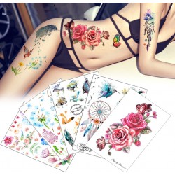Flower & Bird tillfällig falsk tatuering klistermärke