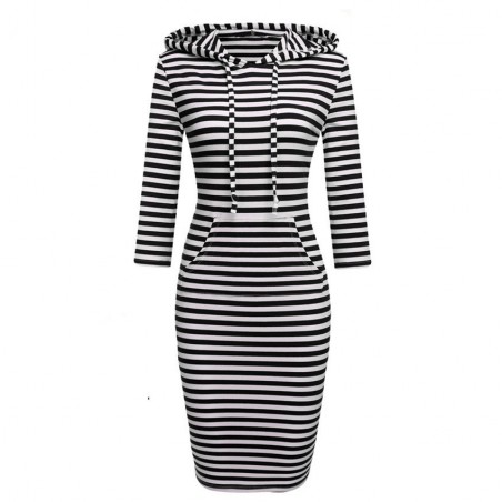 Striped hooded dress with pocketsDresses