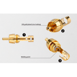 Gold plated RCA manliga plug adapter video & audio tråd anslutning 2 phs