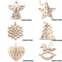 Christmas tree Xmas decoration wooden hollow pendants 6 pcsChristmas