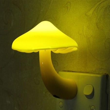 Mushroom formad vägguttag - LED nattljus - med sensor