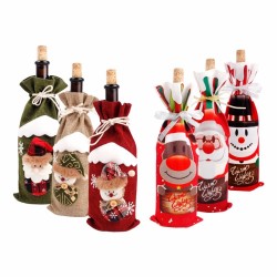 Christmas flaska vin täcka tyg & linne