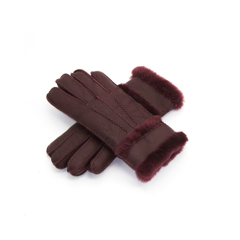 Äkta läder & cashmere & fur varma handskar
