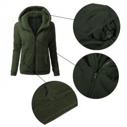 Soft fleece huvad jacka med zipper