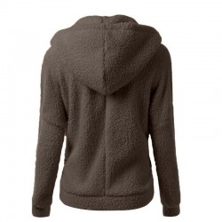 Soft fleece huvad jacka med zipper