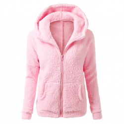 Soft fleece huvad jacka med zipper