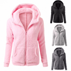 Soft fleece huvad jacka med zipper