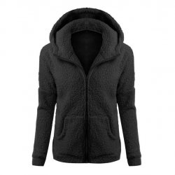 Soft fleece huvad jacka med zipper