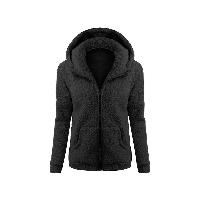 Soft fleece huvad jacka med zipper