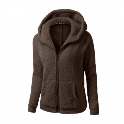 Soft fleece huvad jacka med zipper