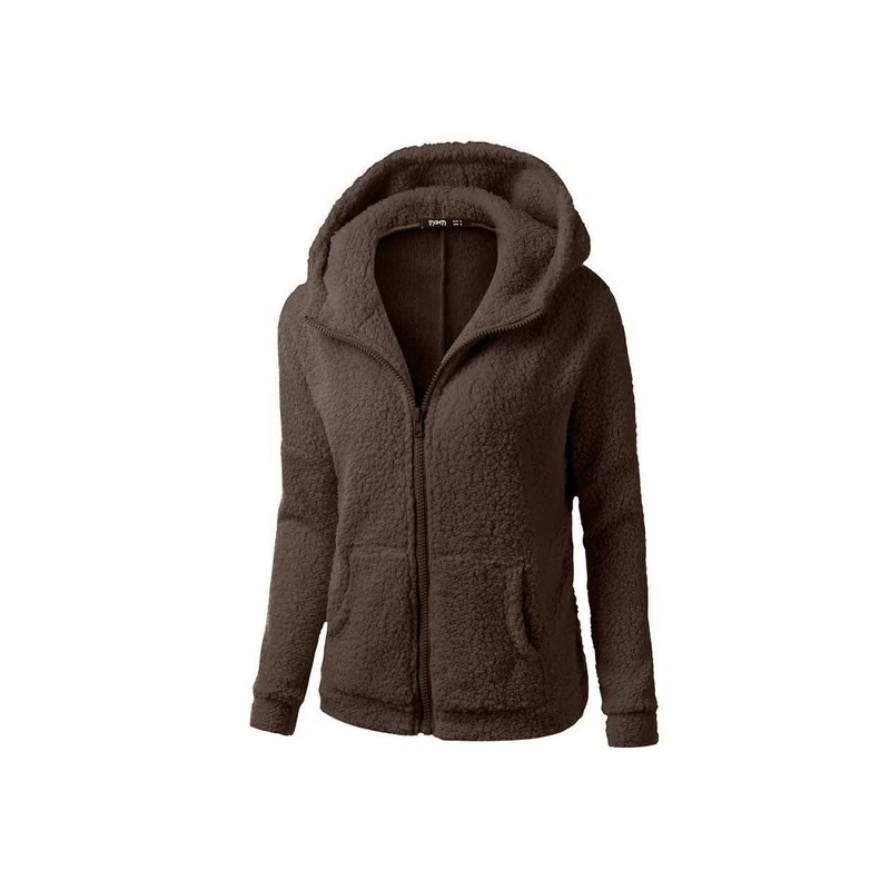 Soft fleece huvad jacka med zipper