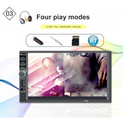 Bluetooth-bilradio - DIN 2 - 7 "Tums LCD-pekskärm - MP3-MP5-spelare - USB - MirrorLink