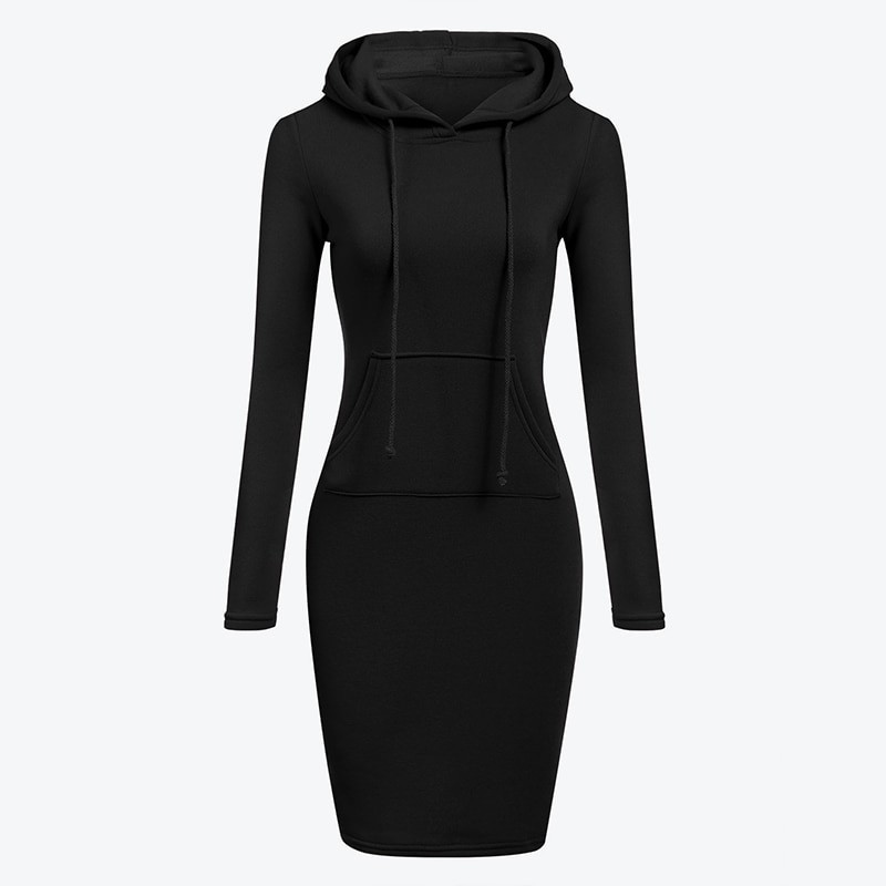 Fleece huva klänning med fickor - lång tröja Fleece huva klänning med fickor - lång tröja