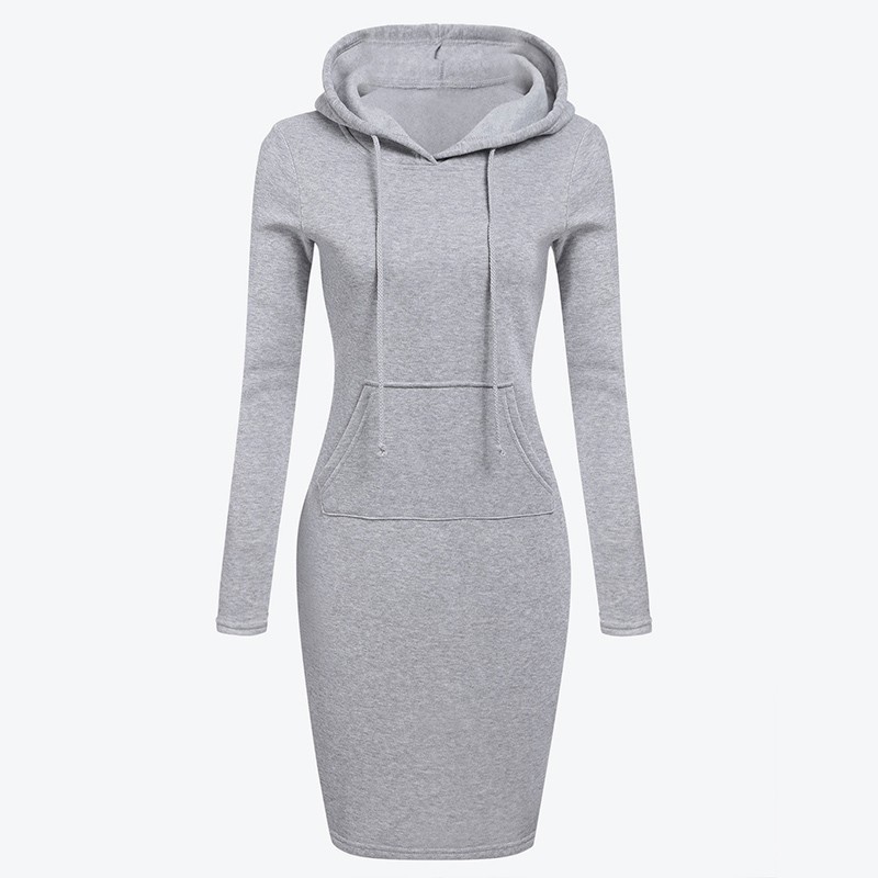 Fleece huva klänning med fickor - lång tröja Fleece huva klänning med fickor - lång tröja