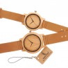 Leather band bamboo Quartz couples watchesWatches