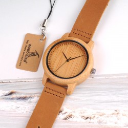 Leather band bamboo Quartz couples watchesWatches