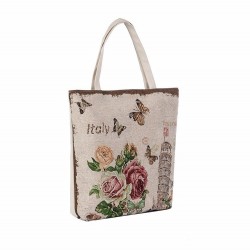 Canvas väska med blomstertryck
