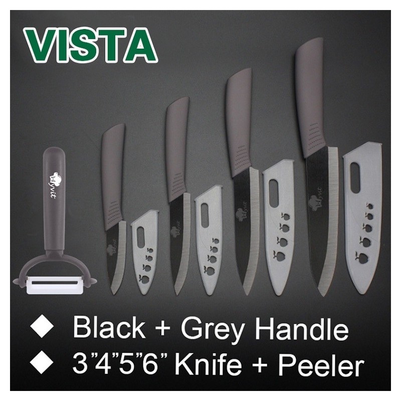 Keramiska knivar set - peeler - hållare