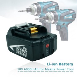 18V 6.0Ah laddningsbart batteri med LED för Makita - ersättning