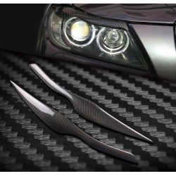 Bil strålkastare ögonbryn klistermärken för 2005 - 2011 BMW E90 E91 4DR - kolfiber
