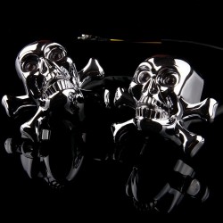Chrome skalle huvud - LED - motorcykel signal lampor - indikatorer för Honda Yamaha Harley Chopper - 2pcs