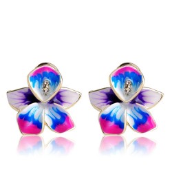 Stud earrings with flower & crystalsEarrings