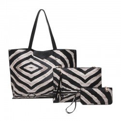 Leather bag with zebra pattern - 3 pcs setSets