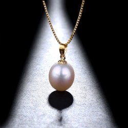 Elegant guldhalsband med pärla & örhängen