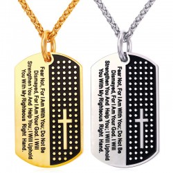 Cross & Bible verse pendant - rostfritt stål halsband