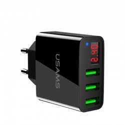 3.4En smart snabb 3 port USB-laddare med LED-display - EU-plug