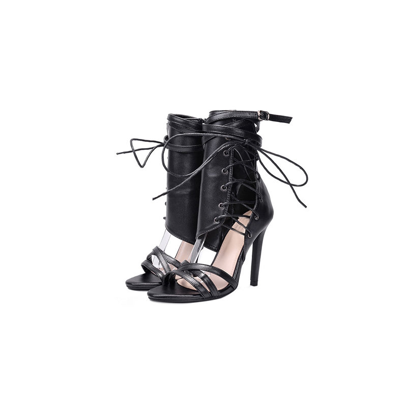 High heel ankle sandals with buckle strap & lacesSandals