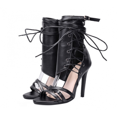 High heel ankle sandals with buckle strap & lacesSandals